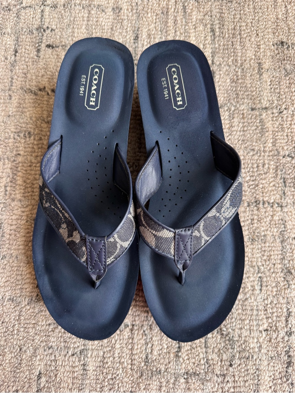 Coach Jaicee wedge flip flops denim 9 - Picture 2 of 7